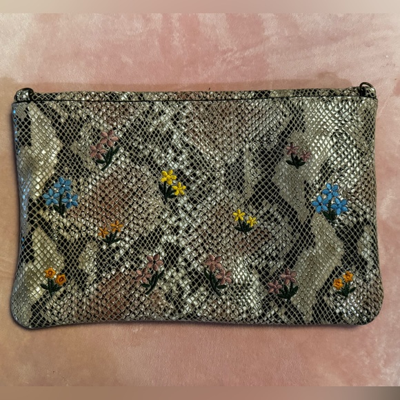 ANTHROPOLOGIE ~ Embroidered Snake-Printed Clutch - Picture 4 of 4